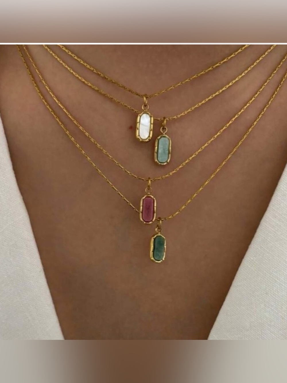 Gold Plated Stainless Steel White Shell Pendant Necklace